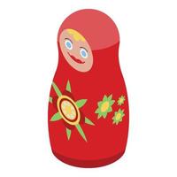 Russian nesting doll icon, isometric style vector