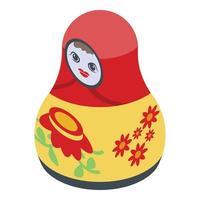 Traditional nesting doll icon, isometric style vector