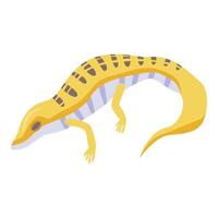 Yellow lizard icon, isometric style vector