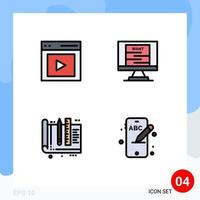 Modern Set of 4 Filledline Flat Colors and symbols such as communication architect user poster education Editable Vector Design Elements