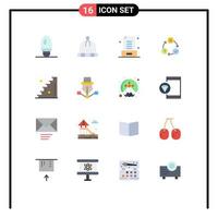 16 Flat Color concept for Websites Mobile and Apps stairs floor note realization issues Editable Pack of Creative Vector Design Elements