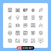 Editable Vector Line Pack of 25 Simple Lines of global communication disc business publishing Editable Vector Design Elements