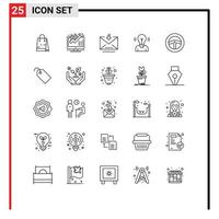 paquete de iconos de vector de stock de 25 signos y símbolos de línea para descarga de persona de automóvil elementos de diseño de vector editables de bulbo de usuario