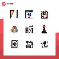 Universal Icon Symbols Group of 9 Modern Filledline Flat Colors of construction shepping delivery computing box Editable Vector Design Elements
