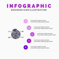 Pie Chart Report Percentage Solid Icon Infographics 5 Steps Presentation Background vector