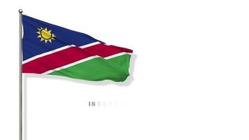bandeira da namíbia balançando ao vento renderização em 3d, feliz dia da independência, dia nacional, tela verde chroma key, seleção luma matte da bandeira video