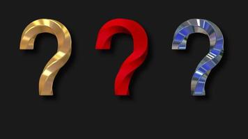 Question Mark Creating Cool Concept, Have Question, Need Solution, Do Not Know, 3D Rendering, Gold, Red and Silver Colors, Chroma Key, Luma Matte Selection video