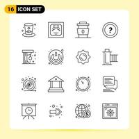 16 Creative Icons for Modern website design and responsive mobile apps 16 Outline Symbols Signs on White Background 16 Icon Pack Creative Black Icon vector background