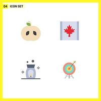 Pack of 4 Modern Flat Icons Signs and Symbols for Web Print Media such as apple target canada aroma arrow Editable Vector Design Elements