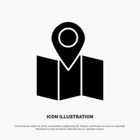 Location Map Pointer solid Glyph Icon vector