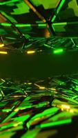 Abstract background in the form of green metal plates moving in the form of a wave. Vertical looped video
