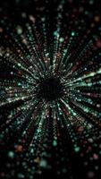 Tunnel of cyberspace with particles and Digital data. Vertical looped video