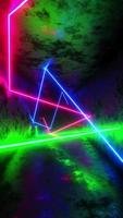 Multicolored lasers moving in a rectangular tunnel. Vertical looped video