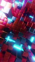 Abstract geometric background with blocks and light streaks. Vertical looped video