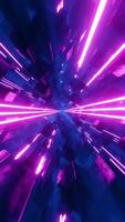 Flying in a blue tunnel of cubes with hyper acceleration. Vertical looped video