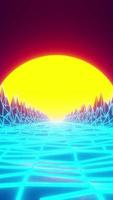 Digital 80s abstract 3D animation background. Vertical looped video