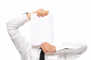 Businessman holding white paper photo