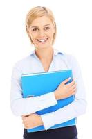 Businesswoman with folders photo