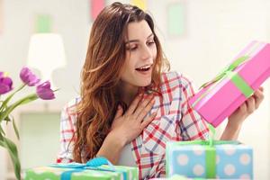 Attractive woman with Easter presents photo