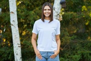 Young woman in white shirt photo