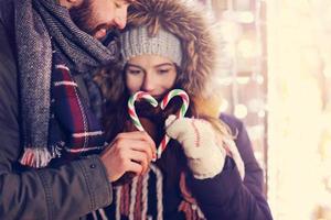 Young couple dating in the city photo