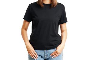 Young woman in black shirt isolated photo