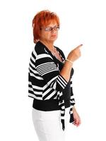 Mature woman pointing photo