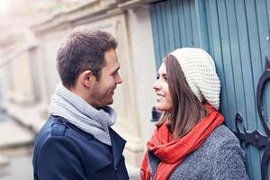 Young couple on date in the city photo