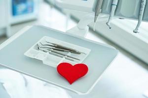 Set of dentist tools in the office photo