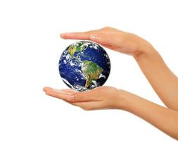 Hands holding Earth photo