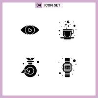 4 User Interface Solid Glyph Pack of modern Signs and Symbols of app dad eye heart fathers day Editable Vector Design Elements