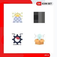 Set of 4 Vector Flat Icons on Grid for battery seo battery wireframe cog Editable Vector Design Elements