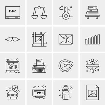 16 iconos de negocios universales vector ilustración de icono creativo para usar en proyectos relacionados con la web y dispositivos móviles