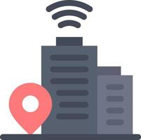 Building Wifi Location  Flat Color Icon Vector icon banner Template