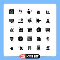 25 Solid Glyph concept for Websites Mobile and Apps heart hacker locker left lock human Editable Vector Design Elements