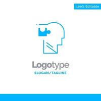 Human Logical Mind Puzzle Solution Blue Solid Logo Template Place for Tagline vector