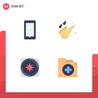 4 Flat Icon concept for Websites Mobile and Apps phone gps android music direction Editable Vector Design Elements