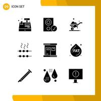 Modern Set of 9 Solid Glyphs Pictograph of spa hot speaker marshmallow food Editable Vector Design Elements