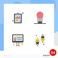 Group of 4 Modern Flat Icons Set for analysis marketing seo analysis hot bee Editable Vector Design Elements