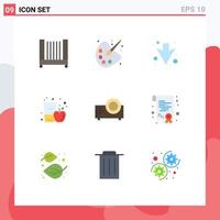 Set of 9 Modern UI Icons Symbols Signs for movie projector down juice drink Editable Vector Design Elements