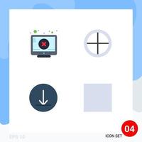 User Interface Pack of 4 Basic Flat Icons of screen circle attention military stop Editable Vector Design Elements