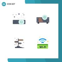 Pack of 4 Modern Flat Icons Signs and Symbols for Web Print Media such as device signal arrow pointer 5 Editable Vector Design Elements