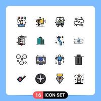 paquete de iconos de vector de stock de 16 signos y símbolos de línea para elementos de diseño de vector creativo editable de cadena de enlace de placa de red de lista de verificación