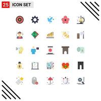 25 User Interface Flat Color Pack of modern Signs and Symbols of microscope present setting pot flower Editable Vector Design Elements