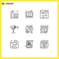 Universal Icon Symbols Group of 9 Modern Outlines of customer photographic whiteboard photo user Editable Vector Design Elements