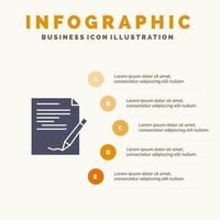 Agreement Paper Document Note Report Solid Icon Infographics 5 Steps Presentation Background vector