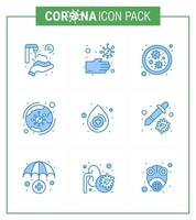 Covid19 Protection CoronaVirus Pendamic 9 Blue icon set such as drop infection bacteria covid virus viral coronavirus 2019nov disease Vector Design Elements