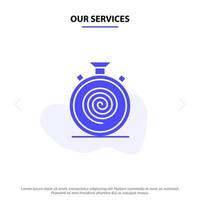 Our Services Action Cycle Flow Nonstop Slow Solid Glyph Icon Web card Template vector