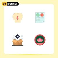 User Interface Pack of 4 Basic Flat Icons of conflict box mind document wheel Editable Vector Design Elements