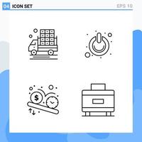 Modern 4 Line style icons Outline Symbols for general use Creative Line Icon Sign Isolated on White Background 4 Icons Pack vector